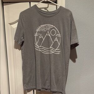 Gray Graphic T-Shirt with Mountain Design